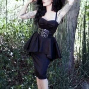 Pinup girl clothing rare glamour ghoul dress set in black